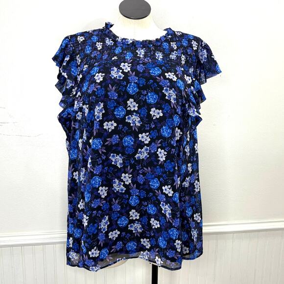 City Chic Plus Size 22 Top Ruffle Sleeve Dark Cottage Floral Fairy Whimsigoth - Picture 1 of 13